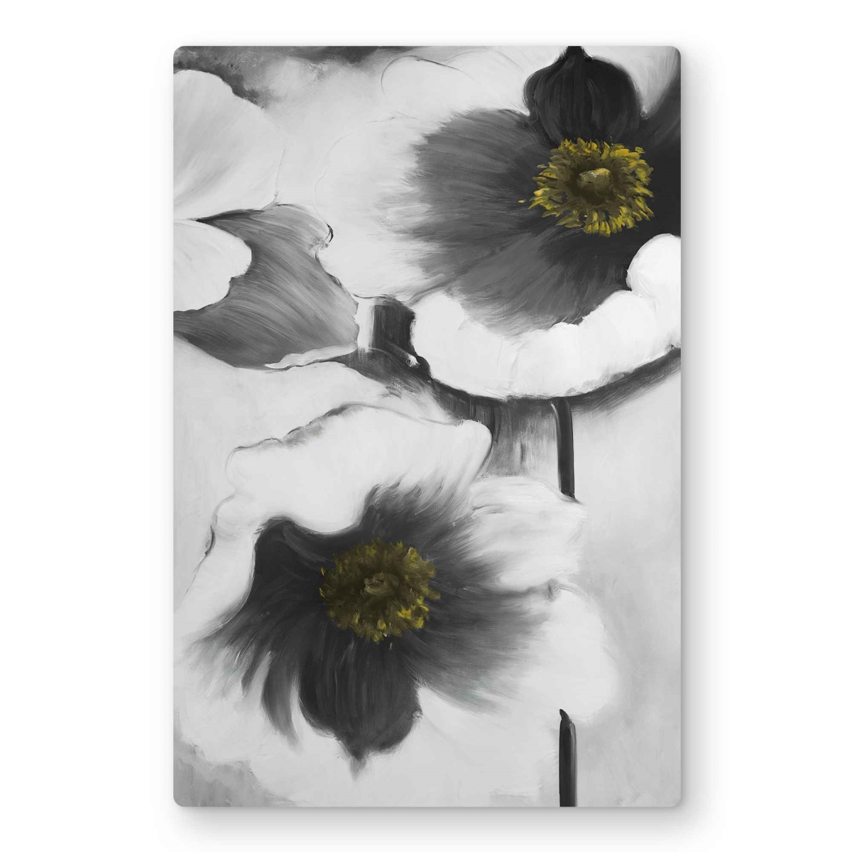 C1MP1218XRV7MQ 12 x 18 in. Black & White Flowers Wall Art - Romantic White Metal Print Decor