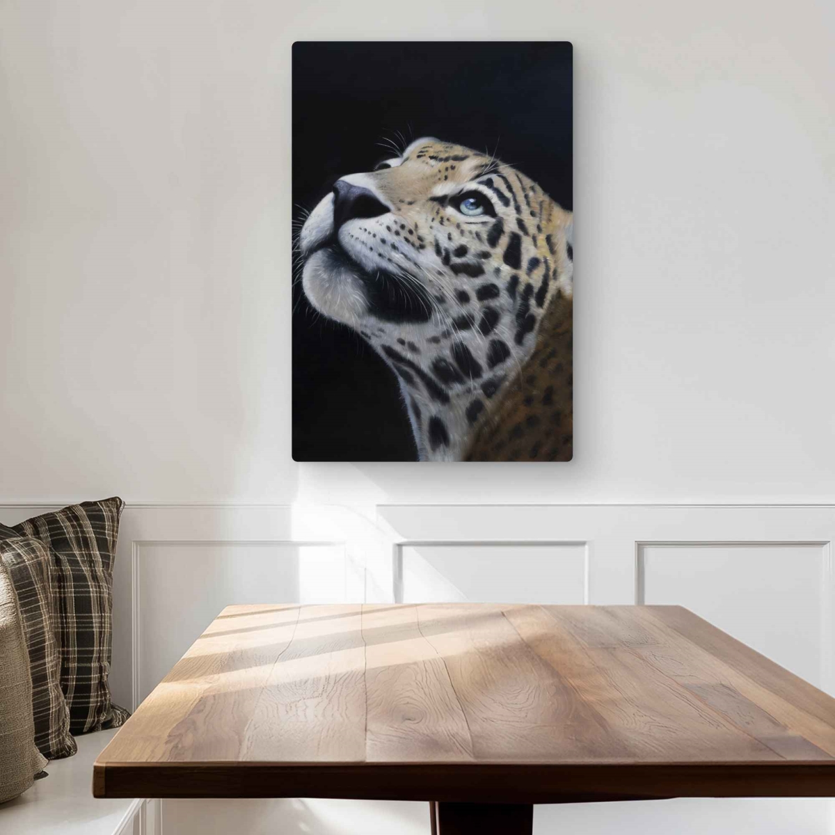 C1MP203024WR4X 20 x 30 in. Realistic Leopard Face - Feline Brown Metal Print Wall Art for Decor