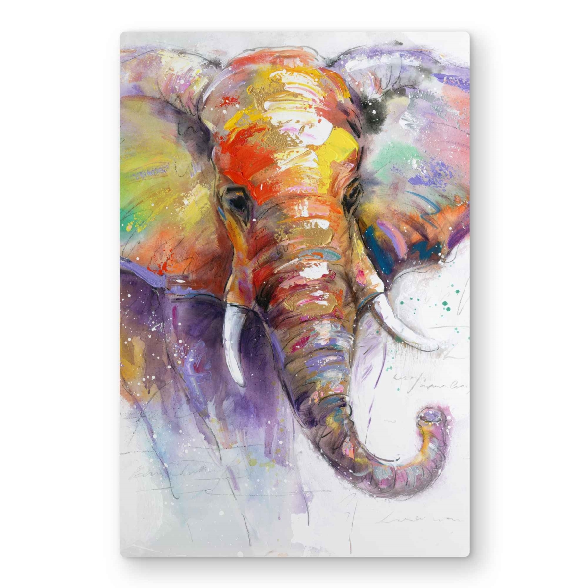 C1MP203025RB4B 20 x 30 in. Beautiful & Colorful Elephant Wall Art - African Metal Print Decor