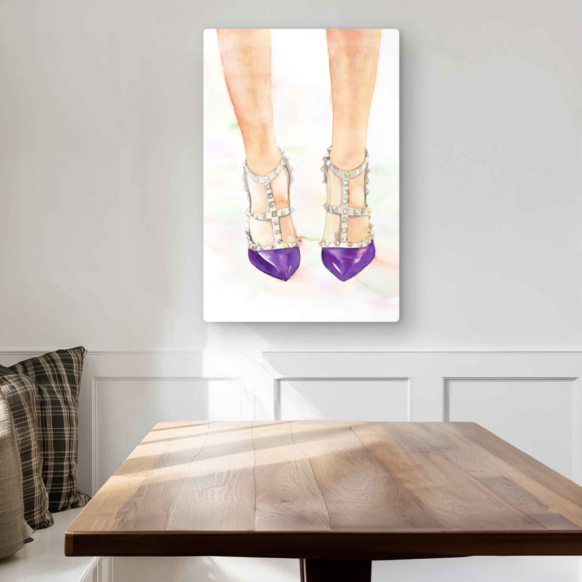 C1MP20303B9O80 20 x 30 in. Purple Studded High Heels Wall Art - Illustrative Fashion Metal Print