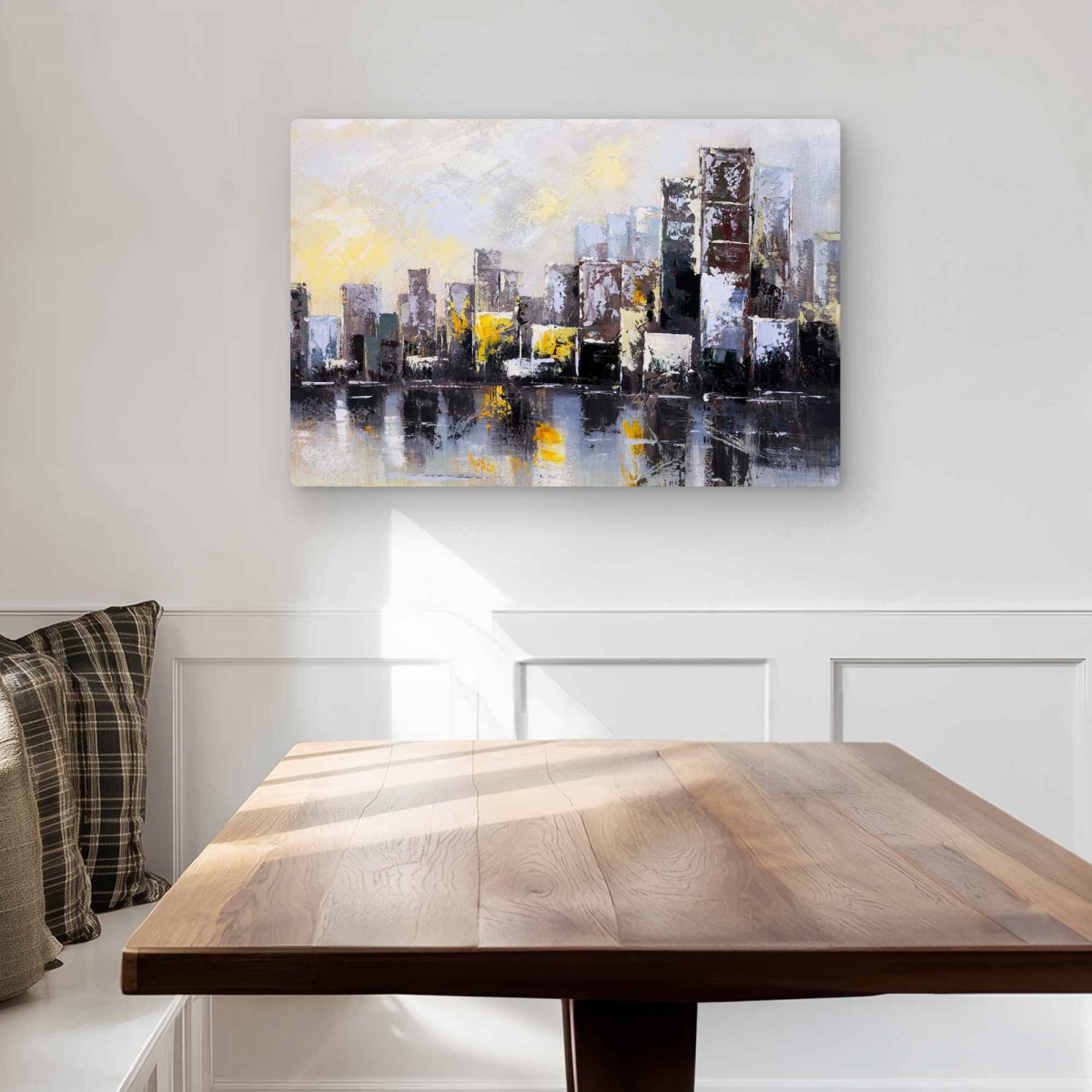 C1MP20304R583C 20 x 30 in. Abstract City in the Morning Wall Art - Industrial Metal Print Decor