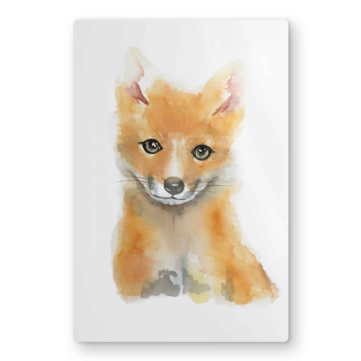 C1MP1218P8857P 12 x 18 in. Watercolor Baby Fox Wall Art - Rustic Brown Metal Print