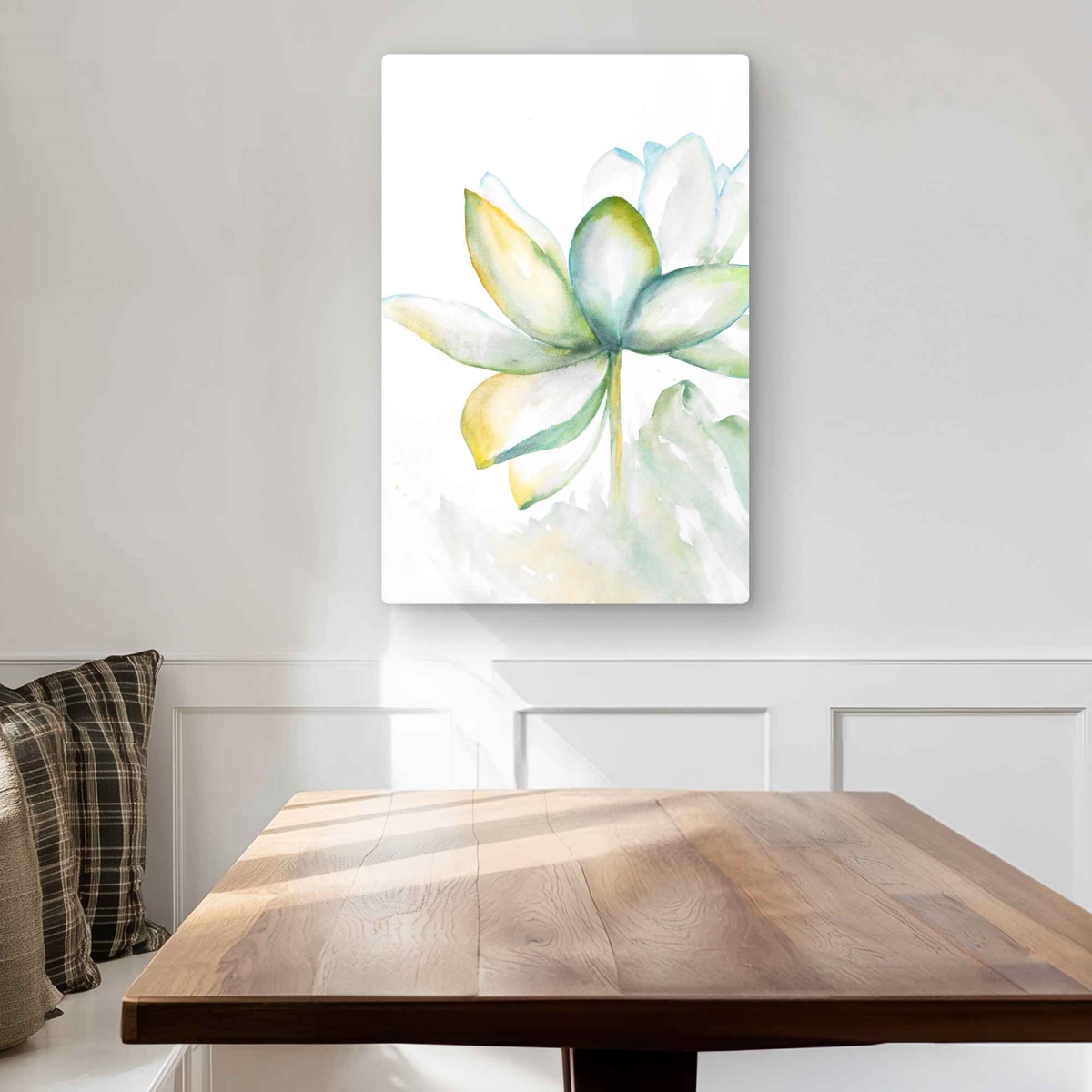 C1MP20302UB1WZ 20 x 30 in. Abstract Lotus Flower Wall Art - Neo Mint Romantic Metal Print Decor