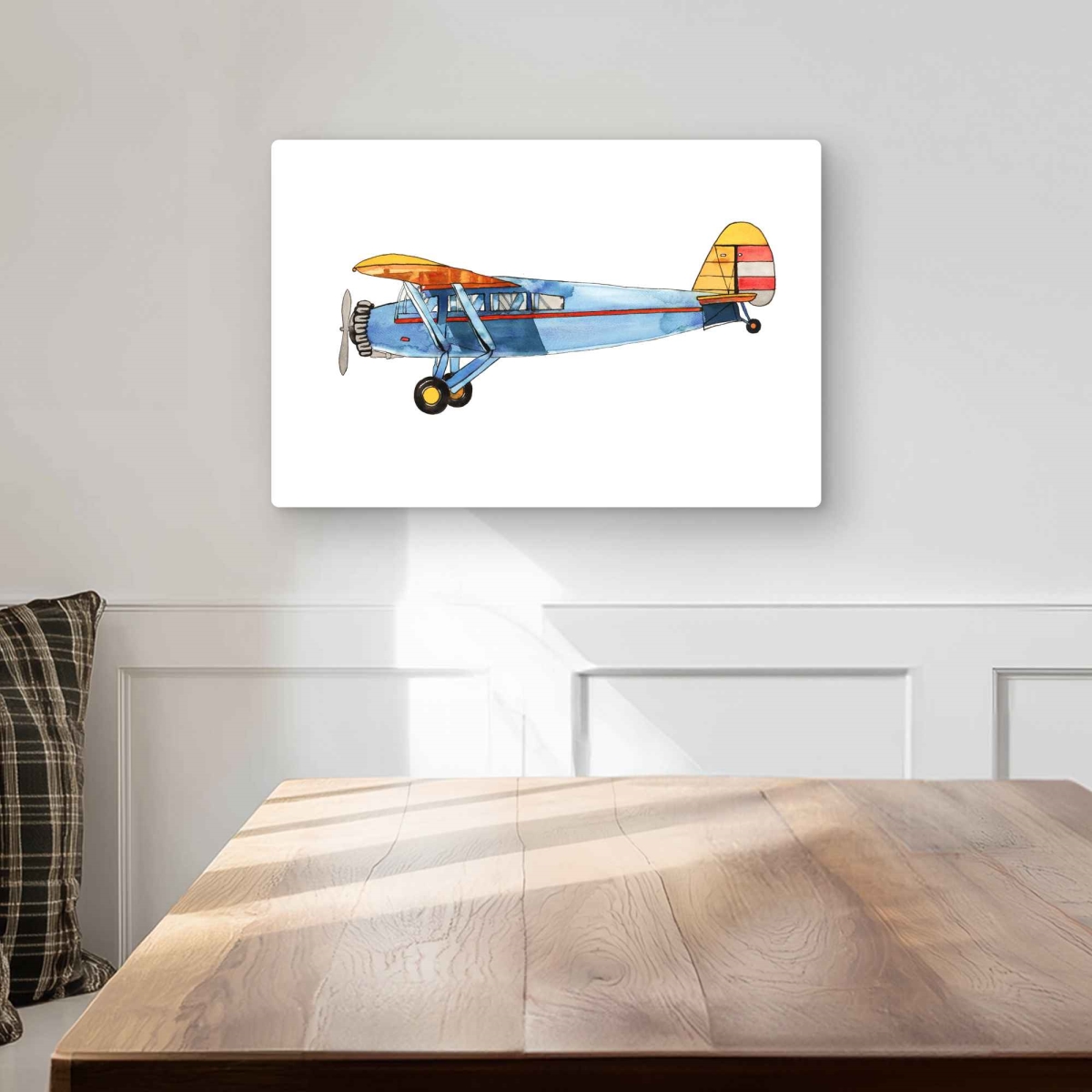 C1MP1218TAOCZU 12 x 18 in. Small Blue Plane - Vintage Metal Print Wall Art for Man Cave Decor