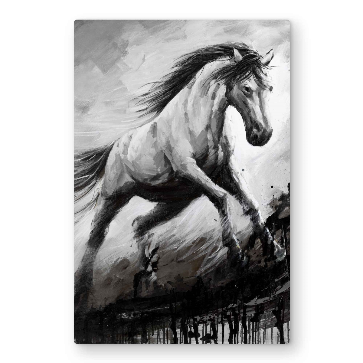C1MP203064FUSQ 20 x 30 in. White Horse in the Wind - Gray Metal Print Wall Art for Home Decor