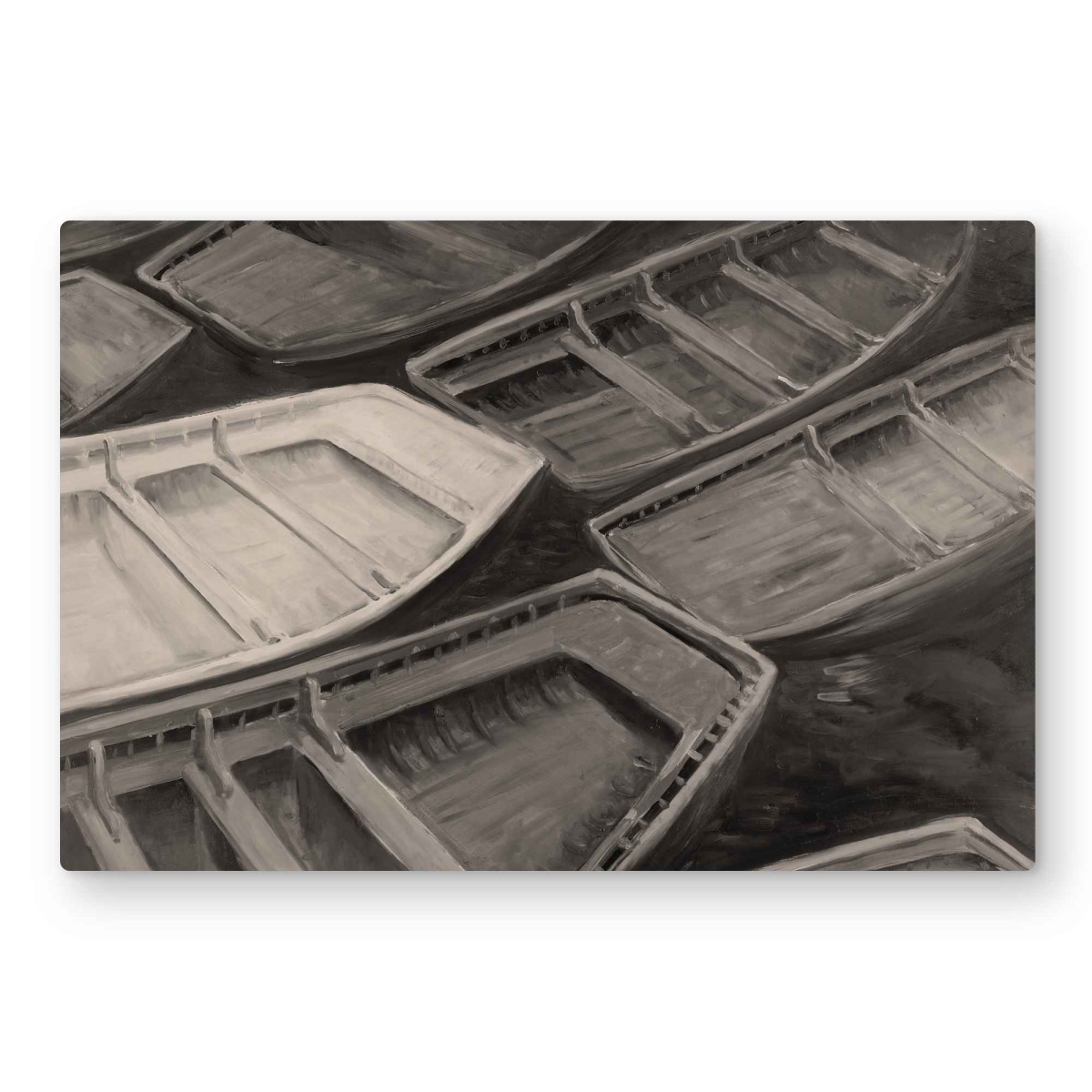C1MP20309U36B3 20 x 30 in. Small Canoes Sepia Style - Beige Metal Print Wall Art for Home Decor