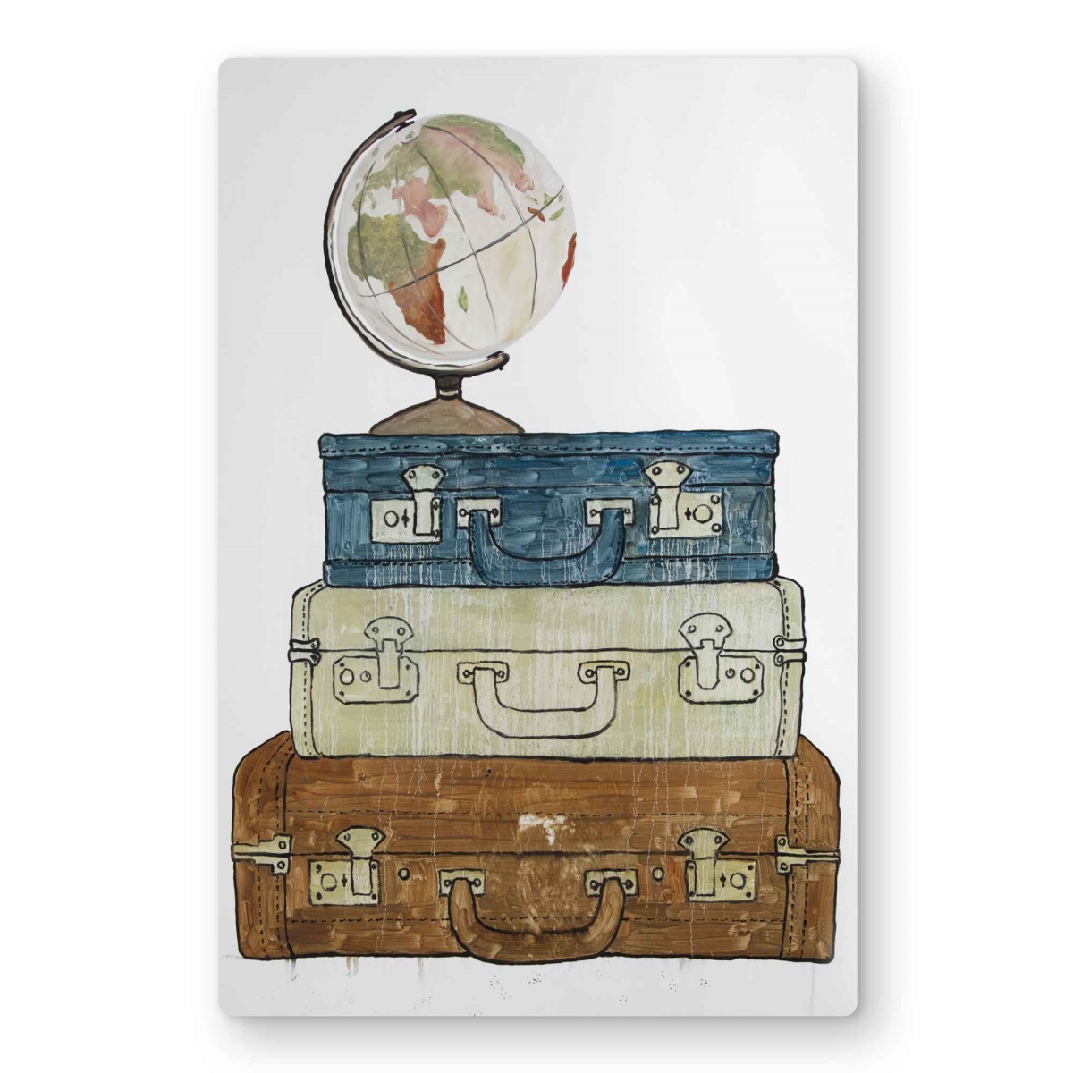 C1MP1218TE7TBZ 12 x 18 in. Go Around the World - Office Still Life Metal Print Wall Art - Decor