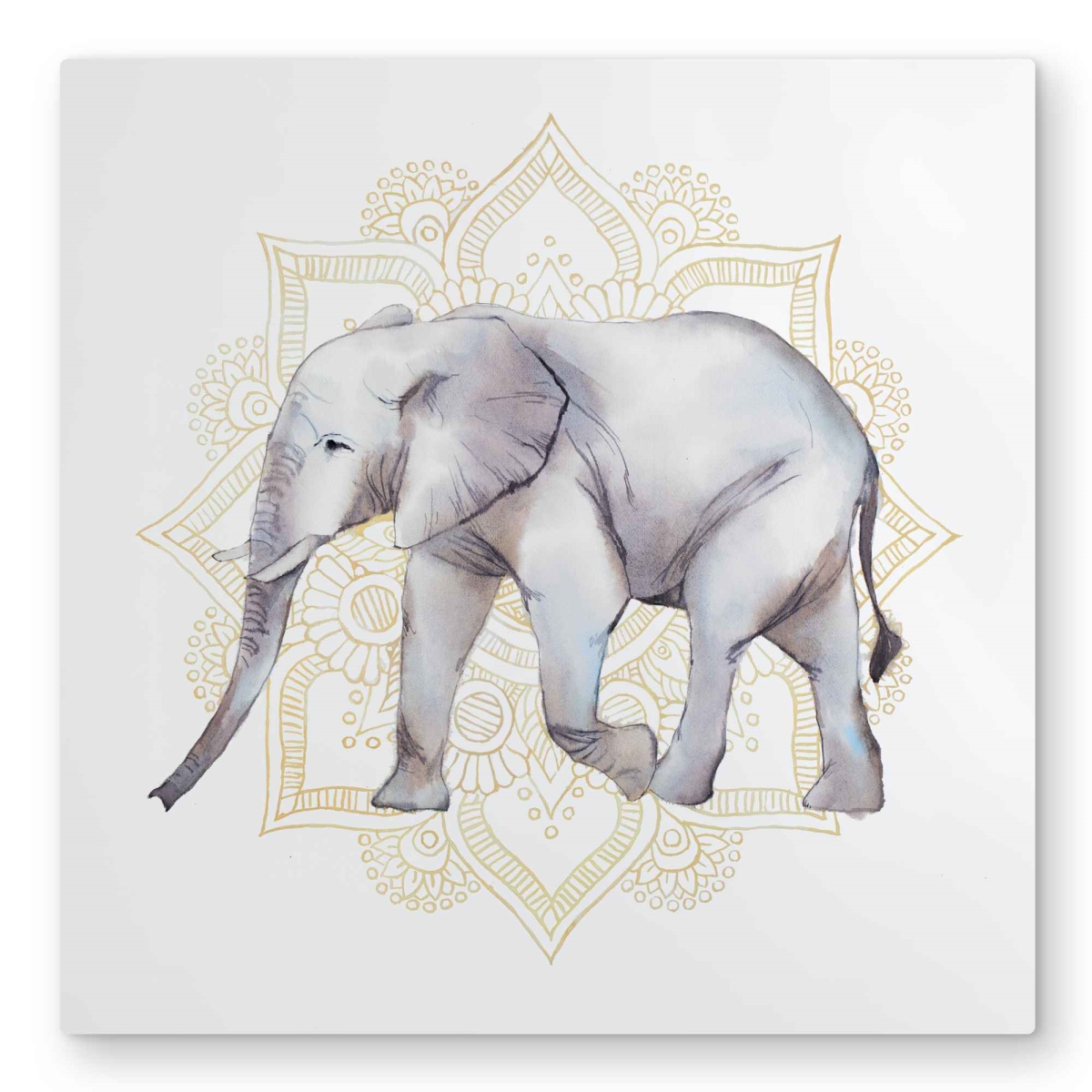 C1MP323231WD9Q 32 x 32 in. Elephant On Mandalas Metal Print Wall Art - Unique Bedroom Decor