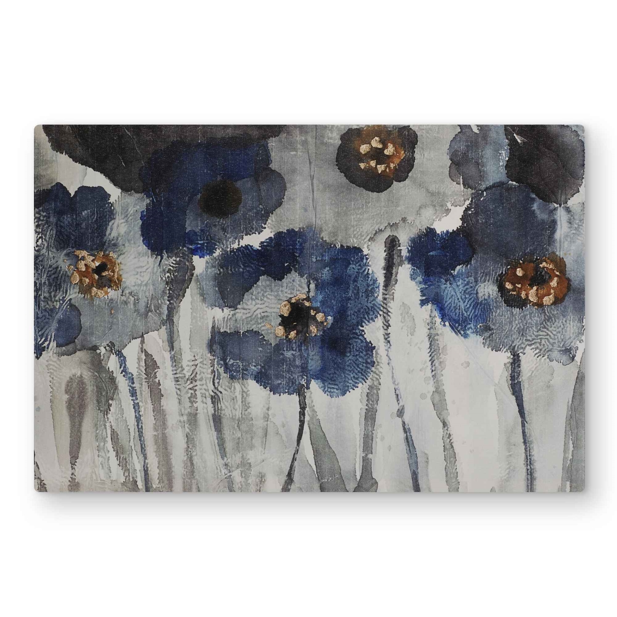 C1MP2030D3XWF5 20 x 30 in. Blue Blurry Flowers - Botanical Metal Print Wall Art for Living Room