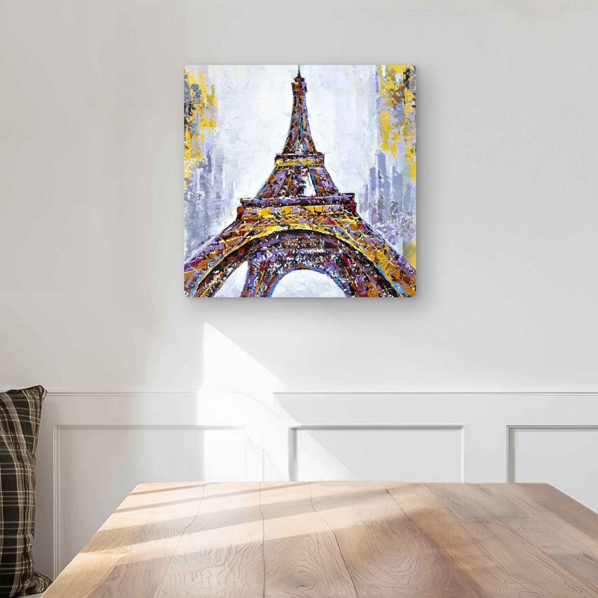 C1MP16161QD5UZ 16 x 16 in. Abstract Paint Splash Eiffel Tower Wall Art - Contemporary Metal Print
