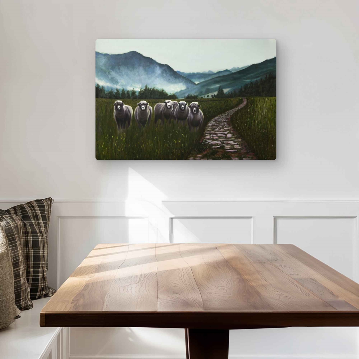 C1MP2030F0LW4N 20 x 30 in. Sheep in the Countryside Wall Art - Green Livingroom Metal Print