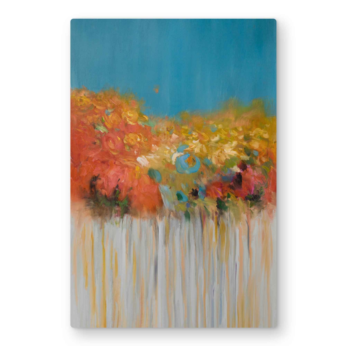 C1MP2030FDP6HZ 20 x 30 in. Orange Trees Metal Print Wall Art - Colorful Abstract Flowers Decor