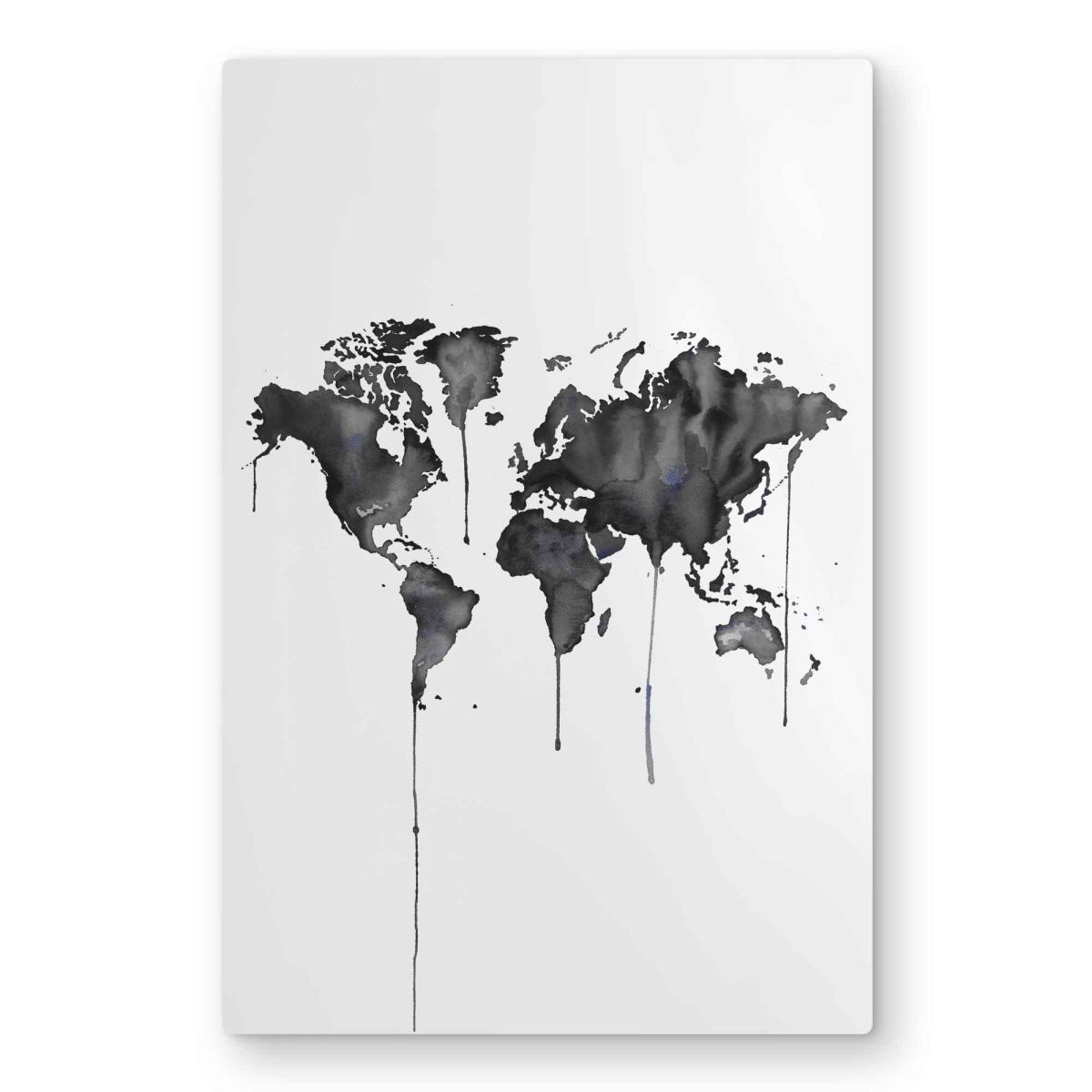 C1MP2030H8ZRCM 20 x 30 in. Watercolor World Map Wall Art - Black & White Blueprints Metal Print