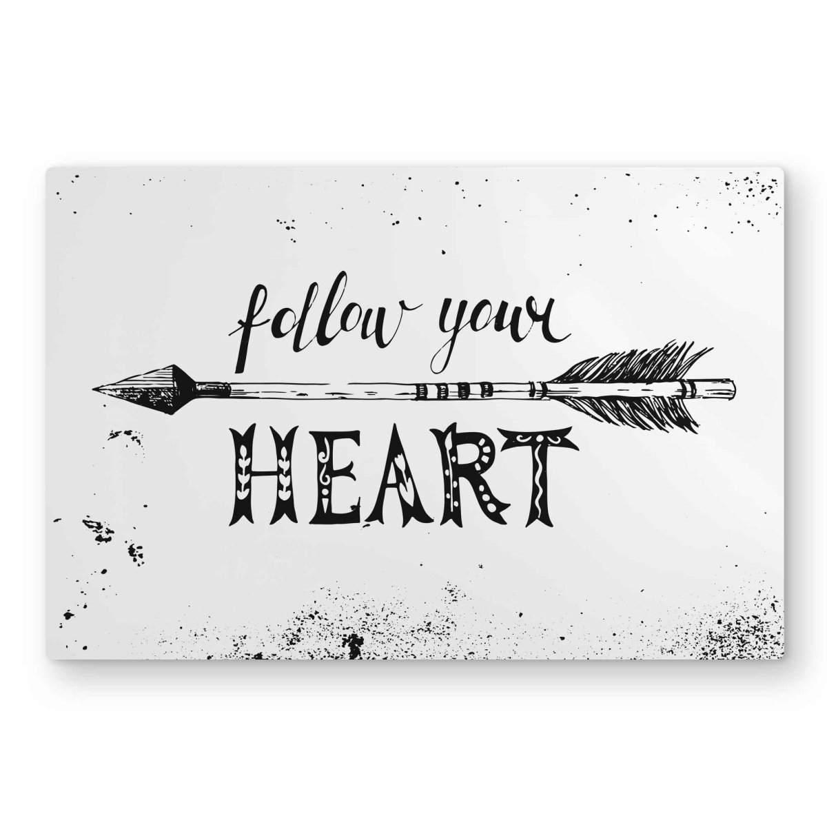 C1MP2030HICQ9J 20 x 30 in. Follow Your Heart - Black Illustrative Metal Print Wall Art for Decor