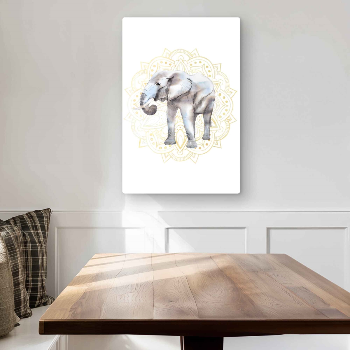 C1MP2030HLX18C 20 x 30 in. Elephant On Mandalas Pattern Wall Art - Gray Wildlife Metal Print