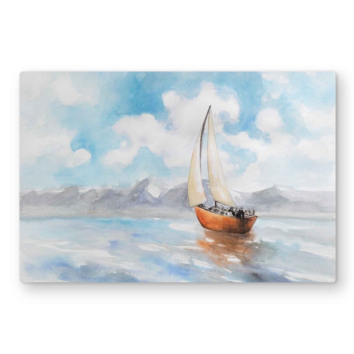 C1MP2030HPTUDM 20 x 30 in. Sailboat Landscape - Waves Office Metal Print Wall Art for Home Decor