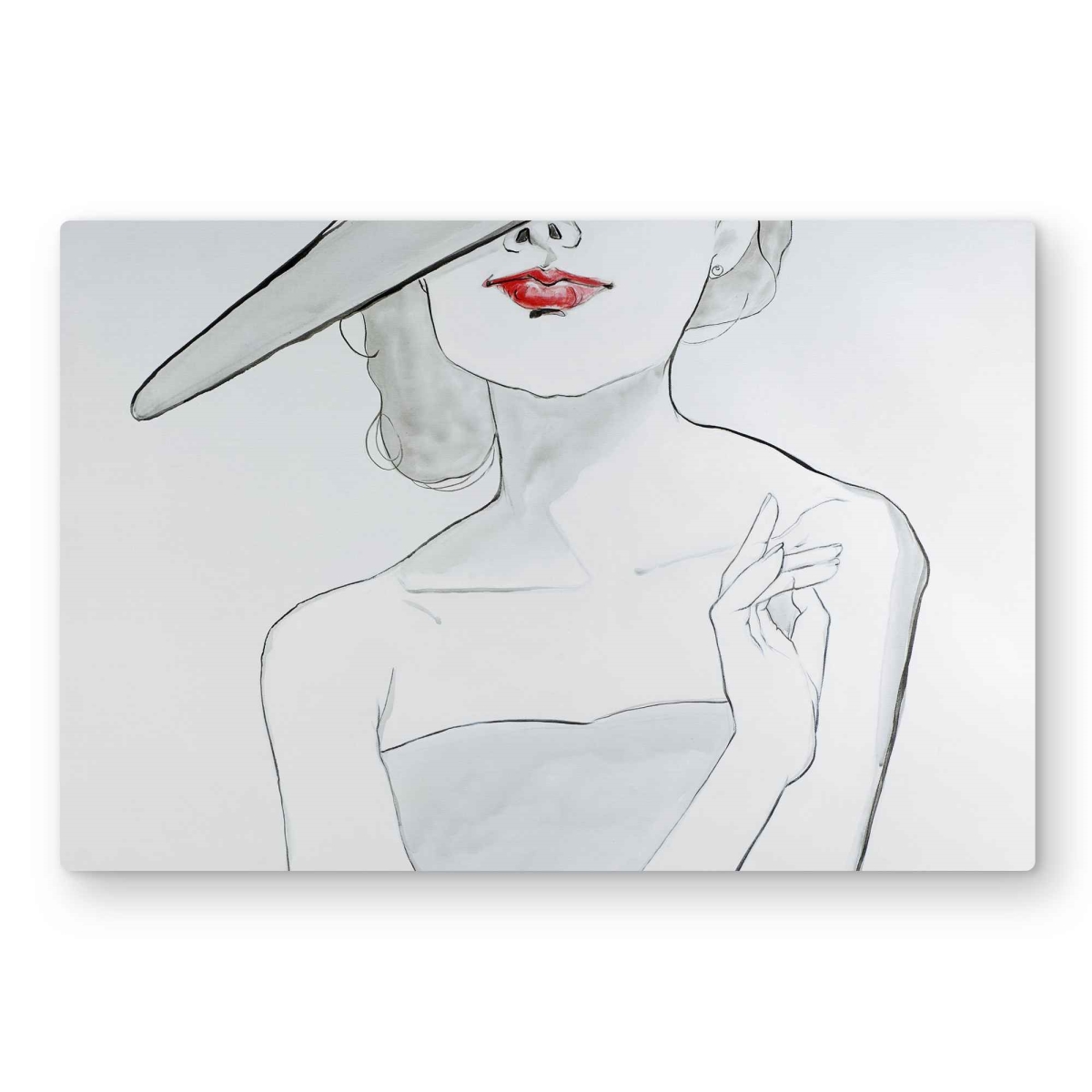 C1MP2030HUM4BA 20 x 30 in. Woman with Hat - Red Metal Print Wall Art for Bathroom Decor
