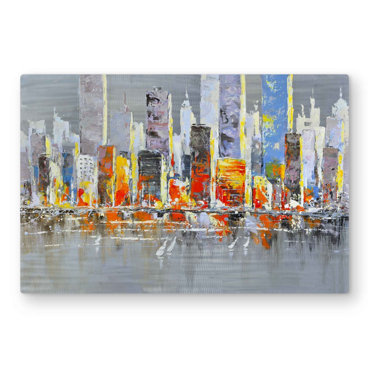 C1MP2030ID4LQ4 20 x 30 in. Color Splash Cityscape - Cities Orange Metal Print Wall Art for Decor