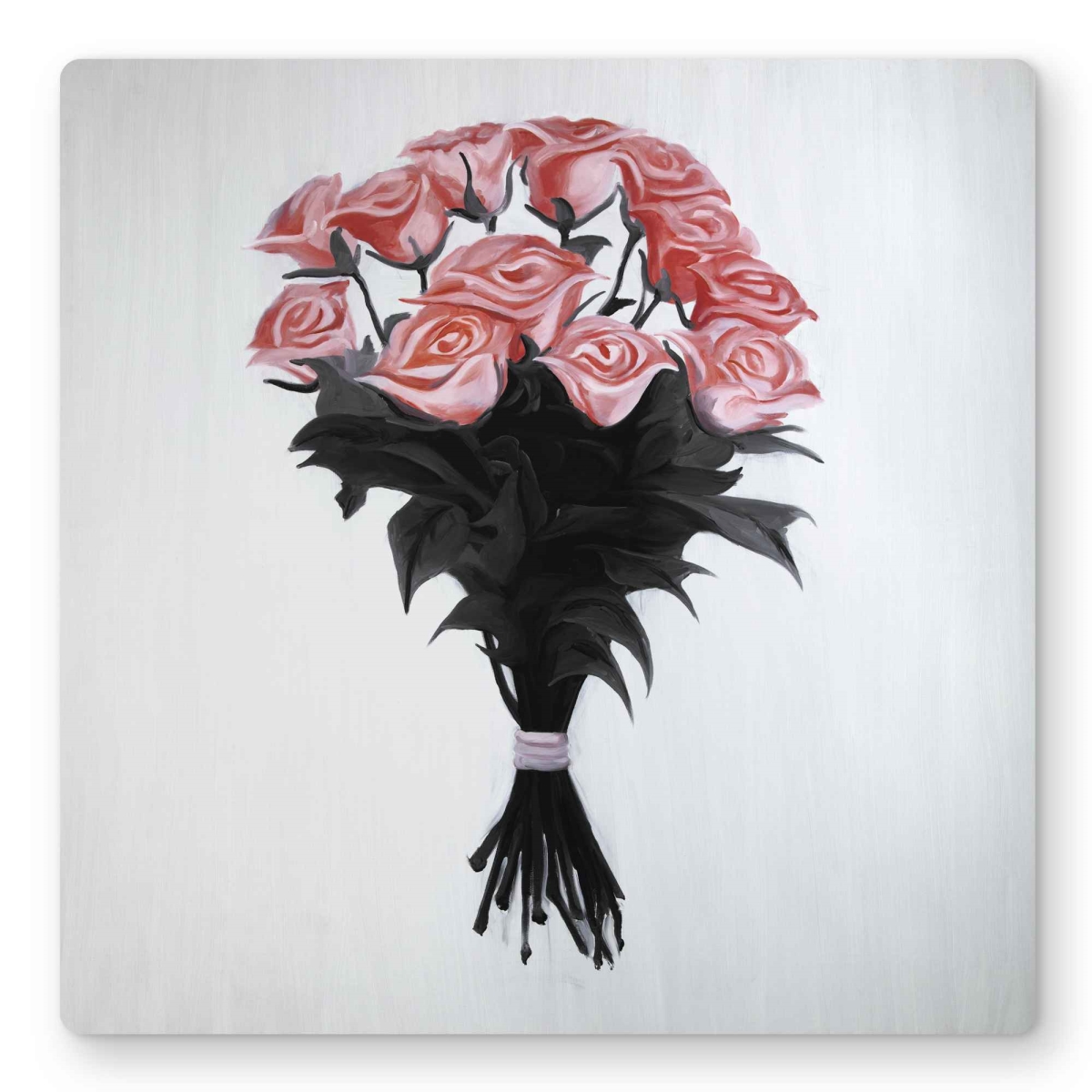 C1MP1616KB7C8C 16 x 16 in. Bouquet of Coral Roses Wall Art - Romantic Flowers Metal Print Decor
