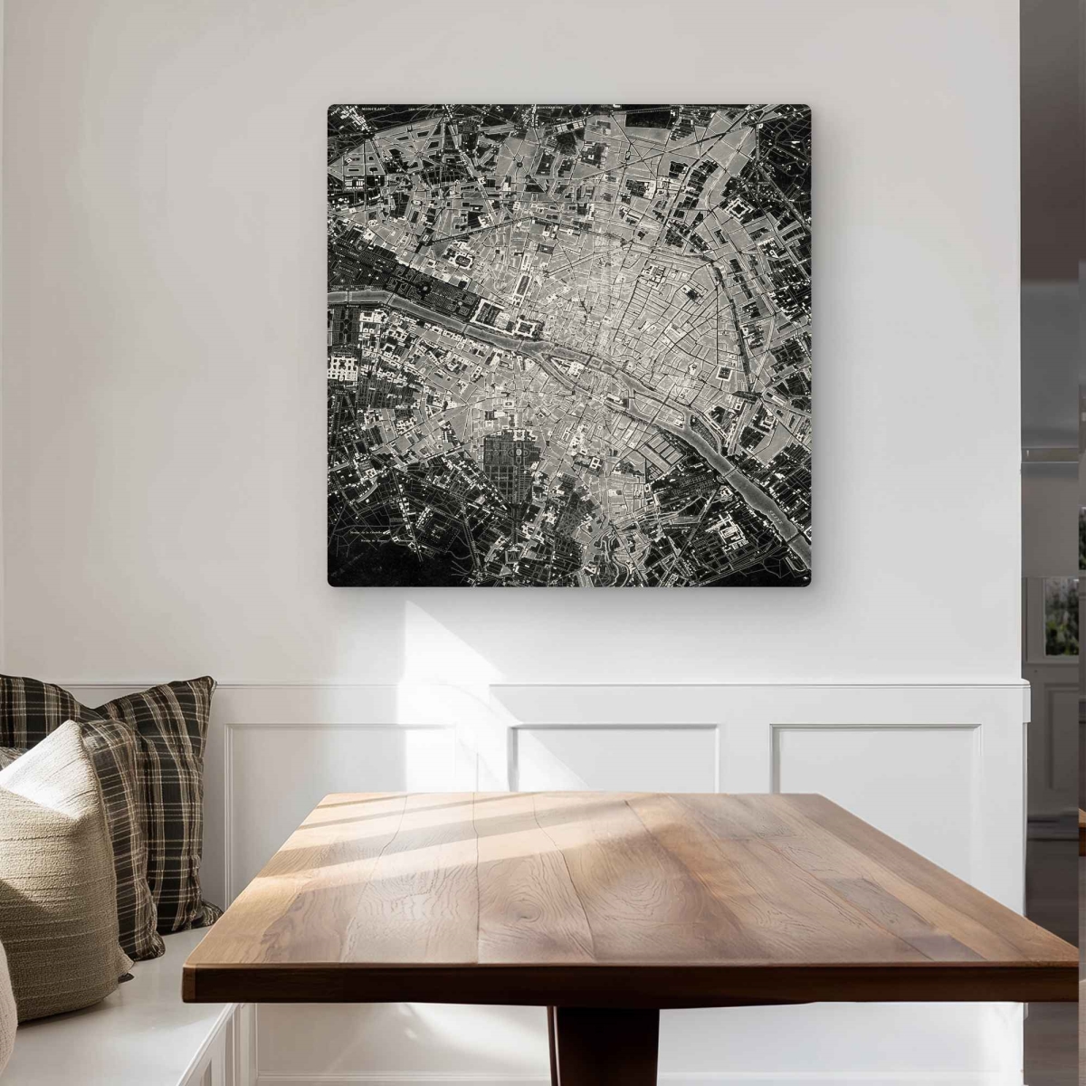 C1MP3232BOF13E 32 x 32 in. Airplane Satellite View - Industrial Metal Print Wall Art for Man Cave
