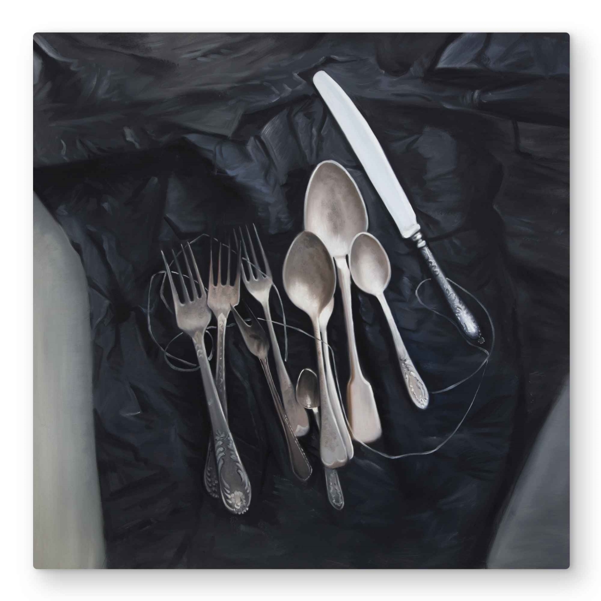C1MP3232BT7F73 32 x 32 in. Vintage Cutlery Wall Art - Farmhouse Still Life Metal Print Decor