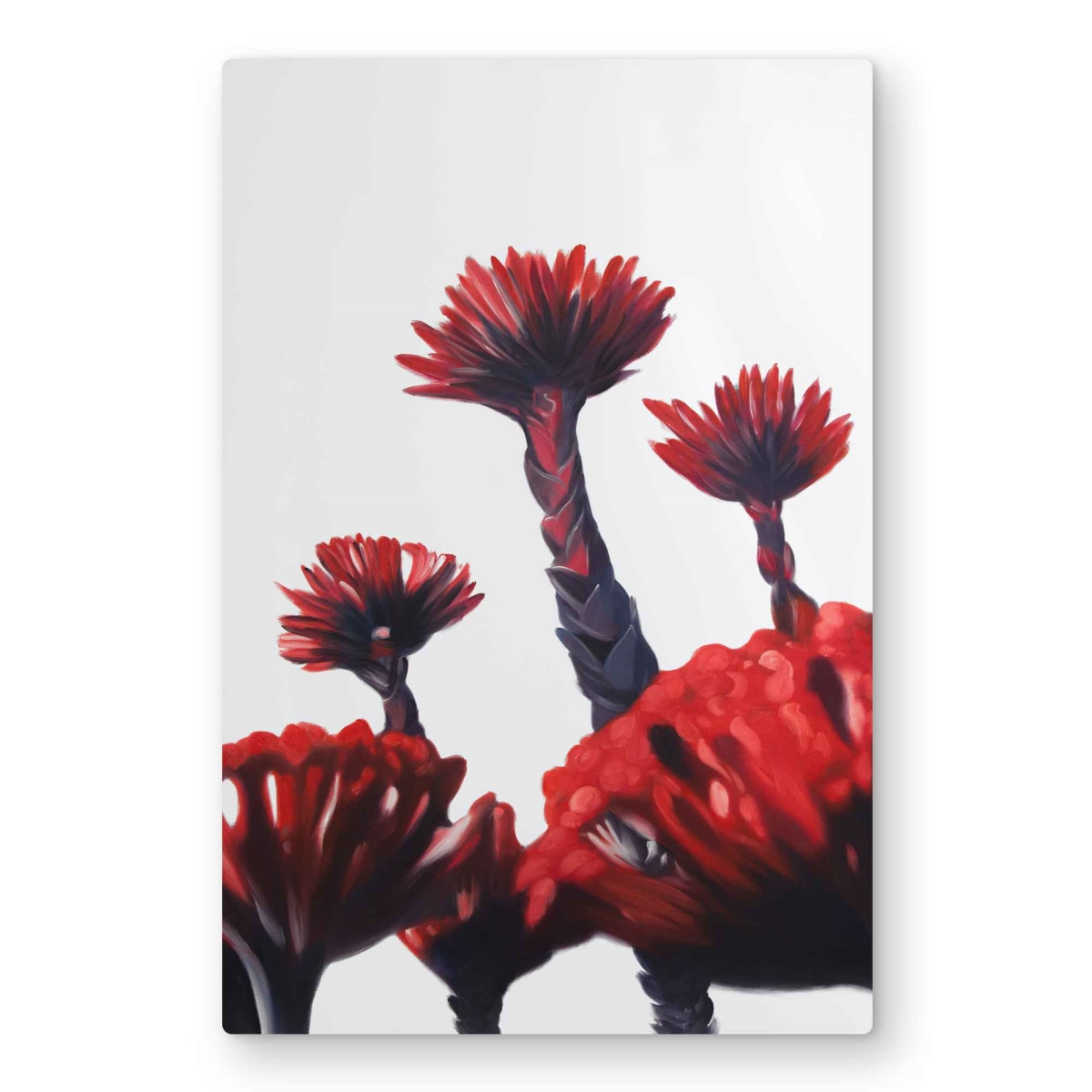 C1MP2030KHNYT0 20 x 30 in. Red Tropical Flowers Wall Art - Floral Bedroom Metal Print