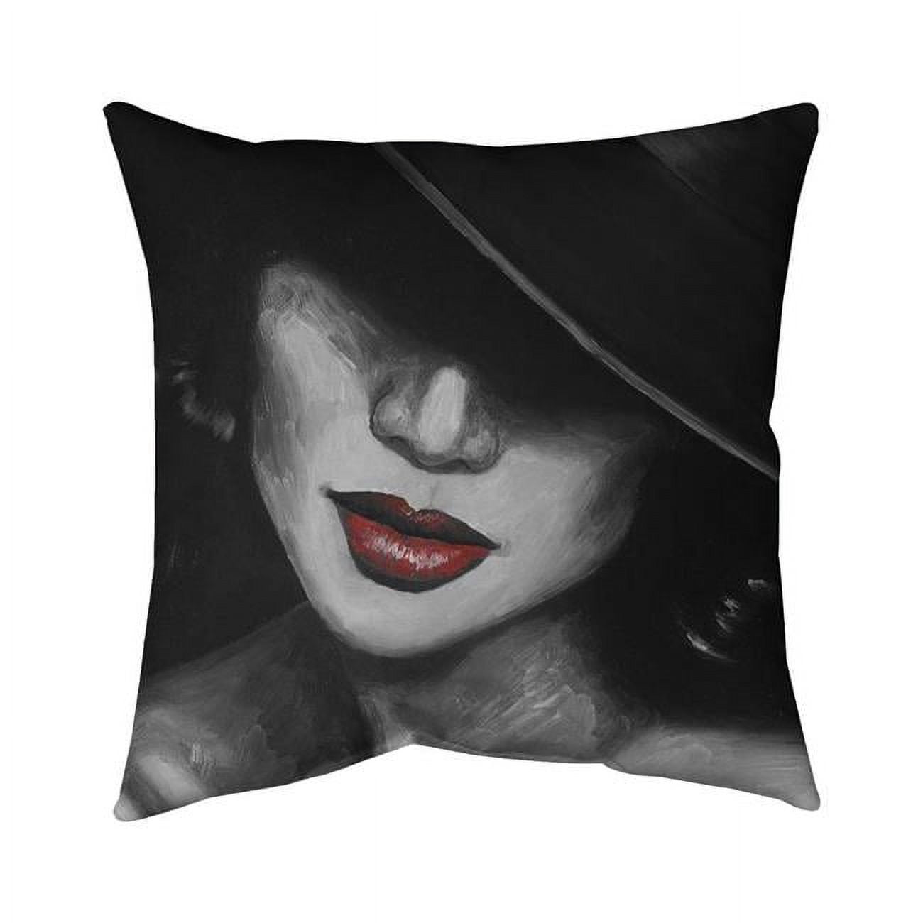26 x 26 in. Mysterious Red Lips Lady-Double Sided Print Indoor Pillow