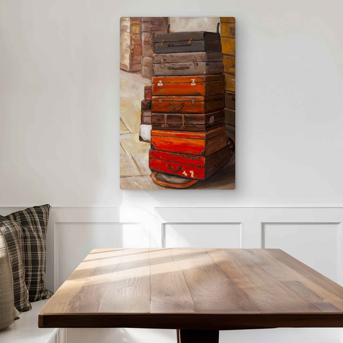 C1MP2030LQSC4L 20 x 30 in. Old Traveling Suitcases - Contemporary Metal Print Wall Art for Decor
