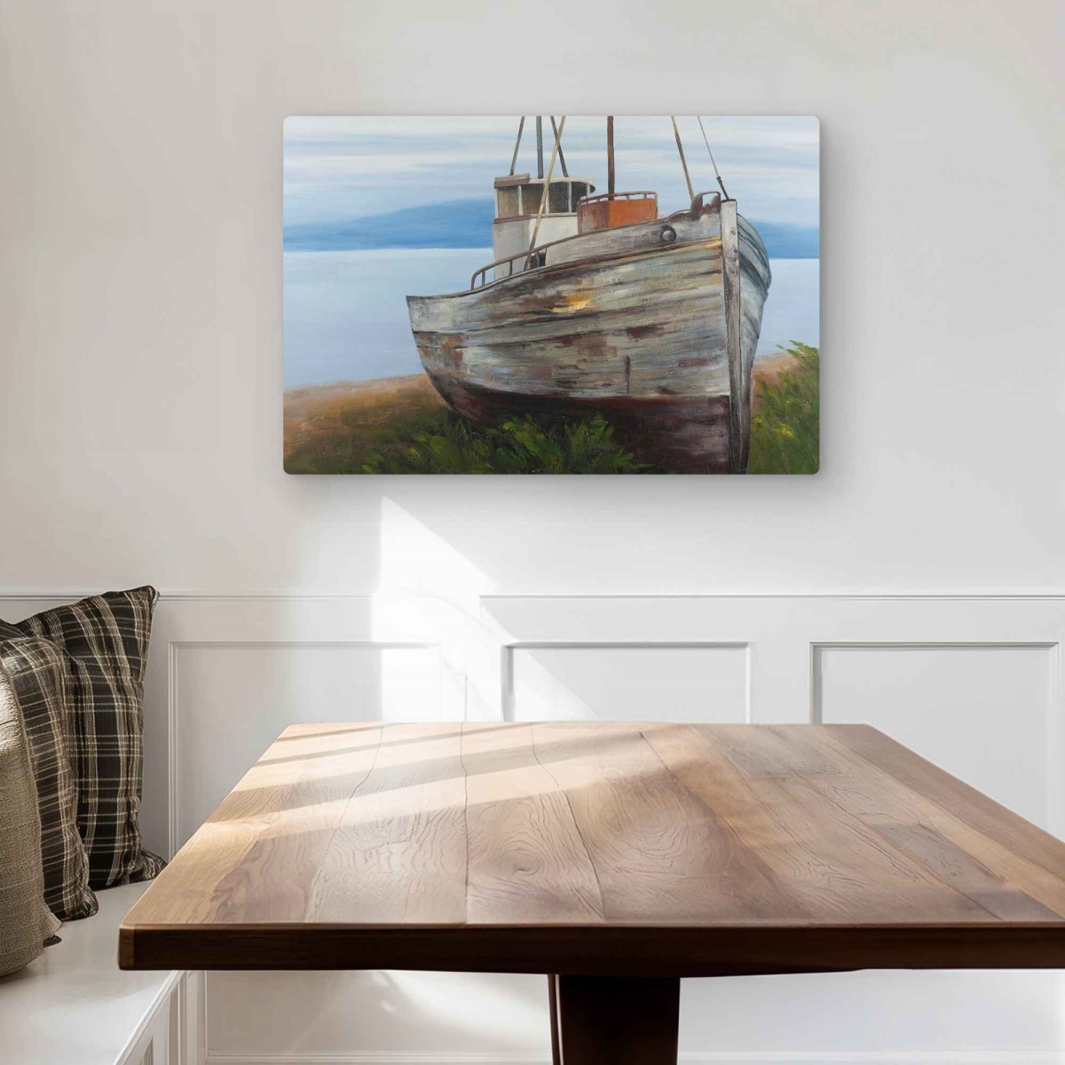 C1MP2030T2TY0C 20 x 30 in. Old Abandoned Boat Wall Art - Living Room Green Metal Print Decor