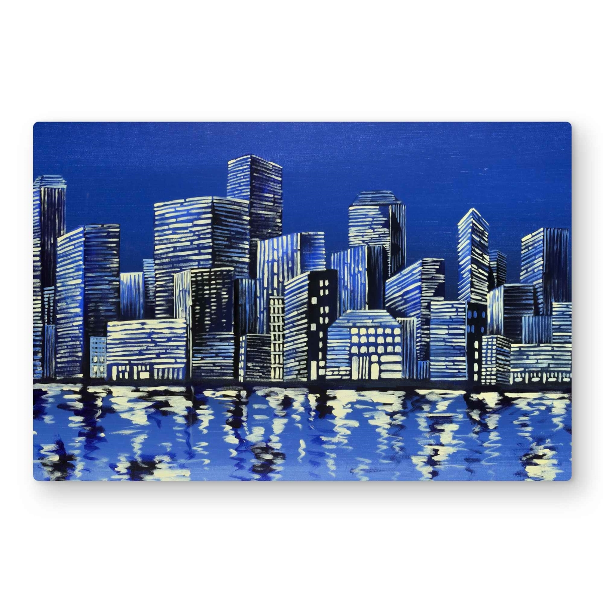 C1MP2030T4KVLH 20 x 30 in. City In Blue Wall Art - Building Livingroom Metal Print