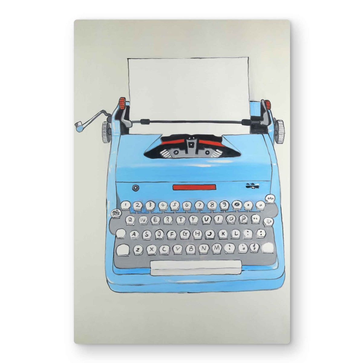 C1MP2030TG1T6M 20 x 30 in. Blue Typewriter Machine Metal Print Wall Art - Home Decor Art