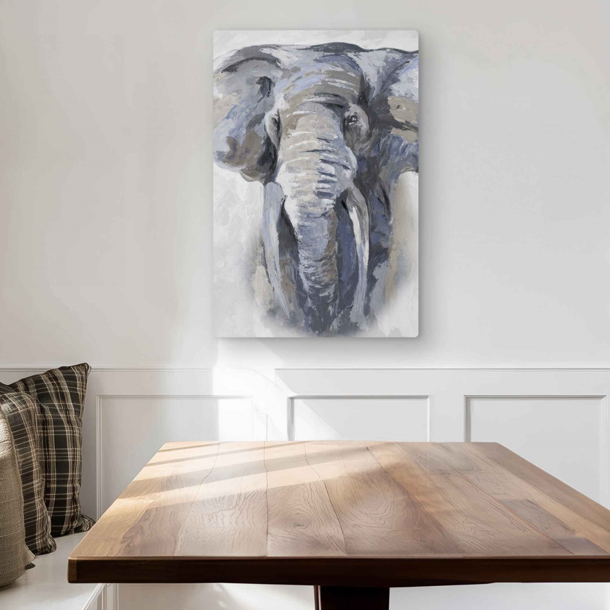 C1MP2030YXG4AC 20 x 30 in. Pastel Blue Elephant - African Animals Metal Print Wall Art - Decor
