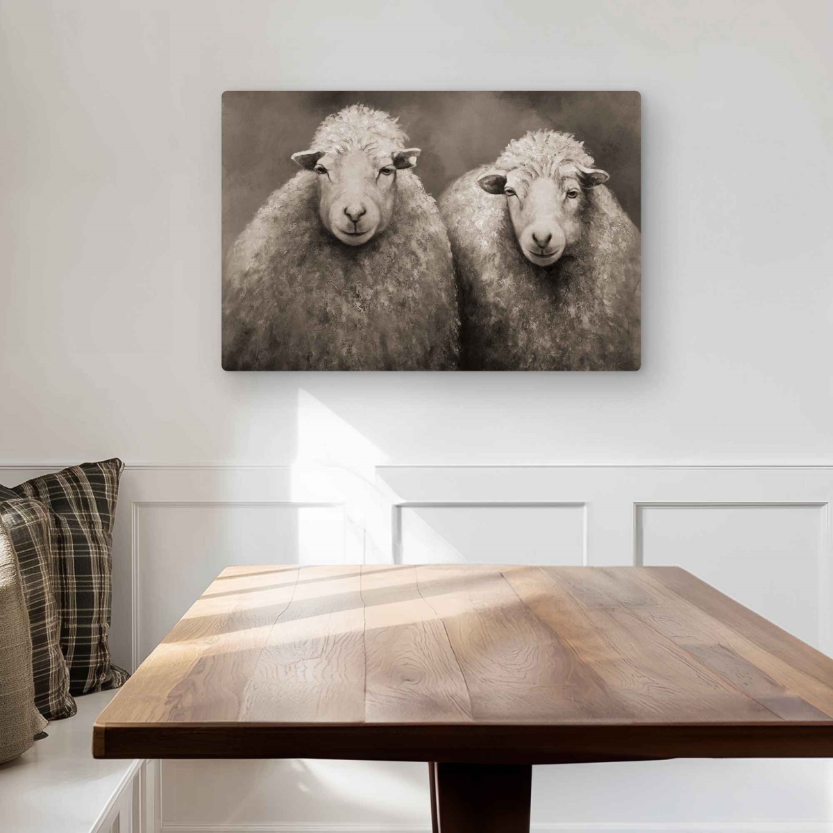 C1MP2030S93S92 20 x 30 in. Sheep Sepia - Rustic Animals Metal Print Wall Art for Home Decor