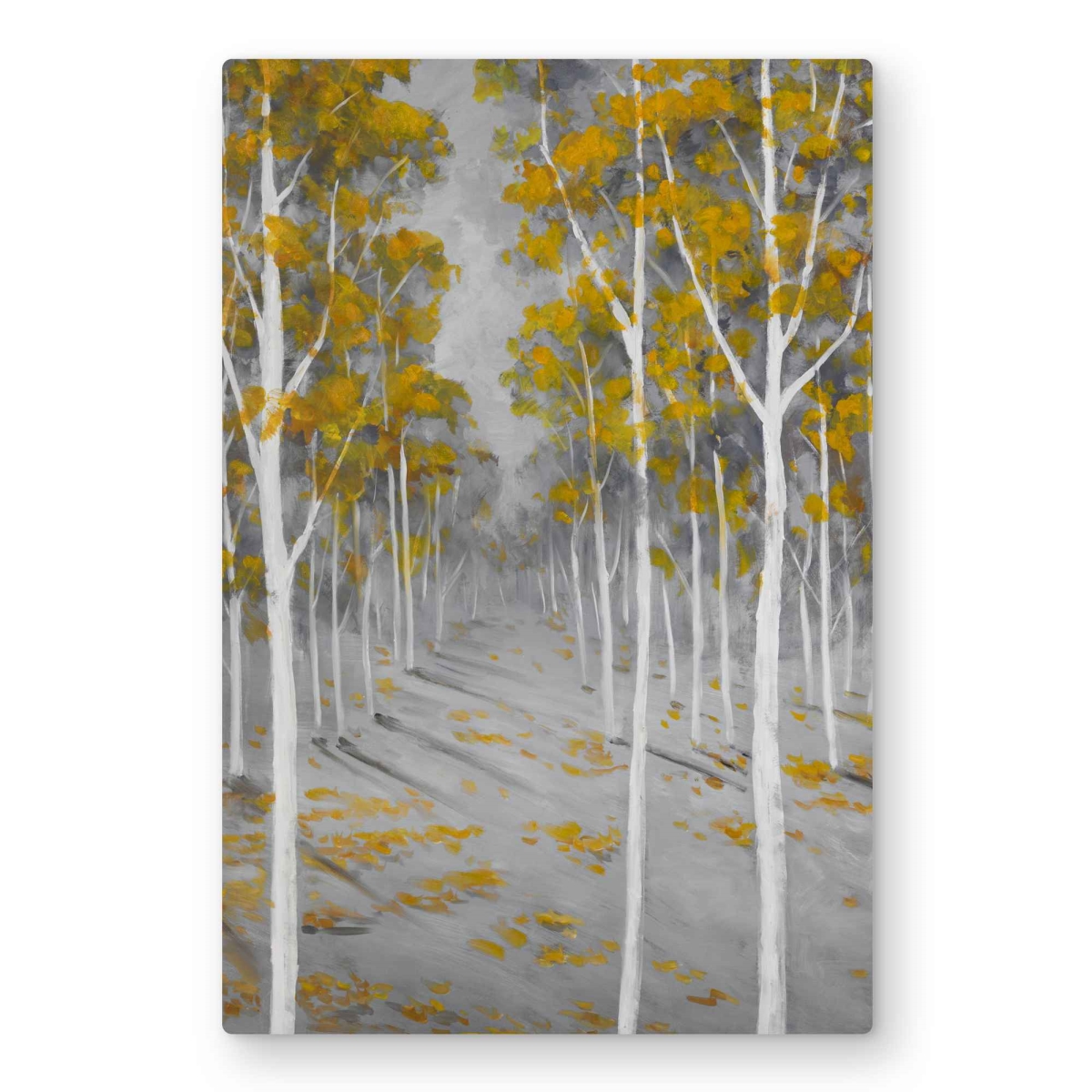 C1MP2030S9WF7E 20 x 30 in. Birch Forest - Yellow Metal Print Wall Art for Living Room Decor