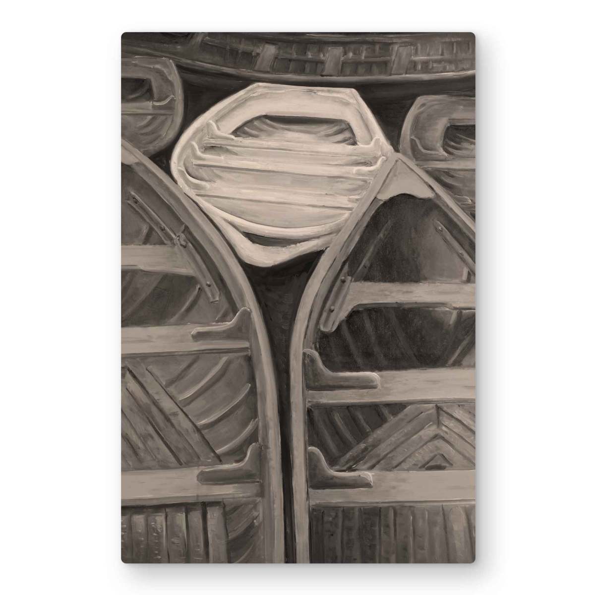 C1MP2030SMHAFP 20 x 30 in. Sepia Canoes Wall Art - Livingroom Transportation Metal Print Decor