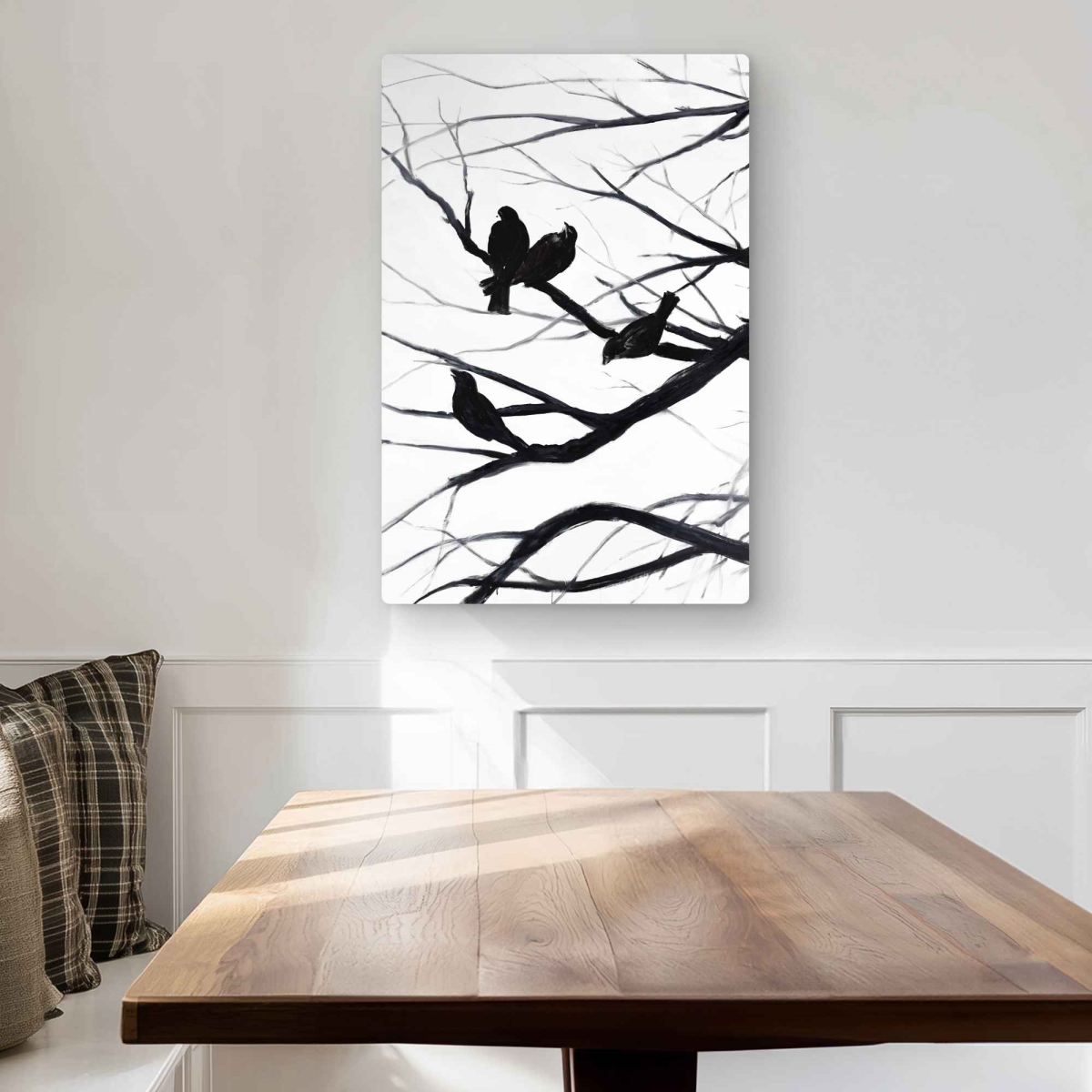 C1MP20301HKEJ7 20 x 30 in. Birds & Branches Silhouette Wall Art - Office Bird Metal Print