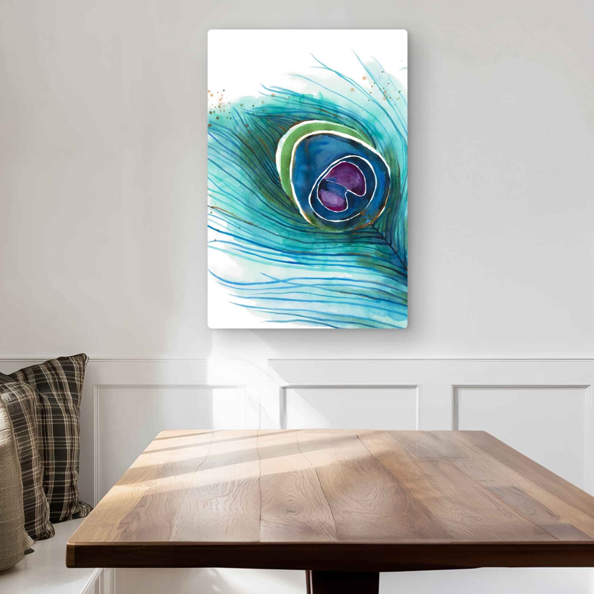C1MP20301MYFZ7 20 x 30 in. Peacock Feather Closeup Wall Art - Bedroom Blue Metal Print Decor