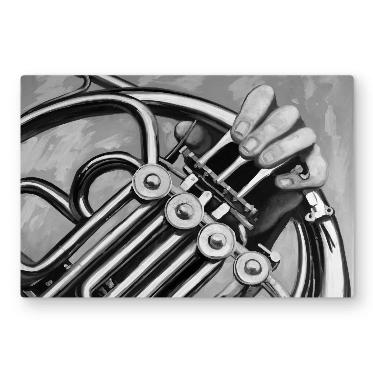 C1MP20302CXGEL 20 x 30 in. Musician with French Horn Monochrome Wall Art - White Office Metal Print