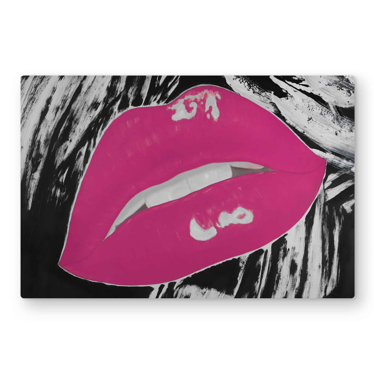 C1MP203033279Y 20 x 30 in. Kissable Pink Glossy Lips Wall Art - Romantic Figurative Metal Print