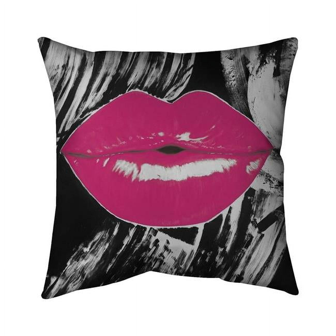 18 x 18 in. Pink Glossy Lips-Double Sided Print Indoor Pillow