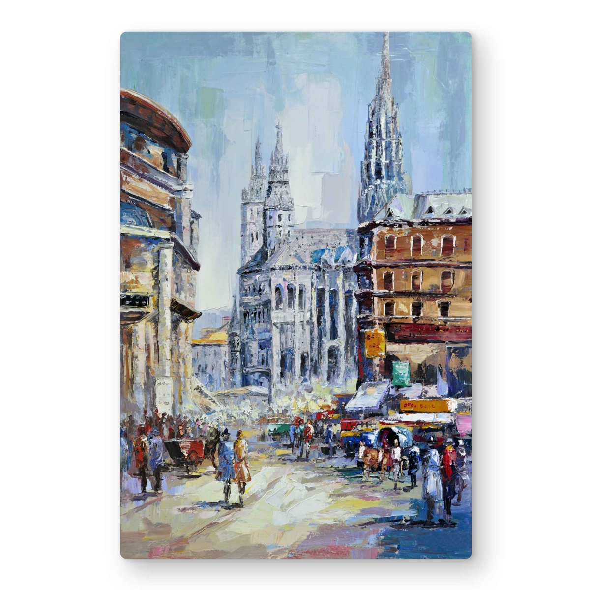 C1MP2436UJ3LP5 24 x 36 in. Busy Street by A Sunny Day - Metal Print Wall Art for Livingroom