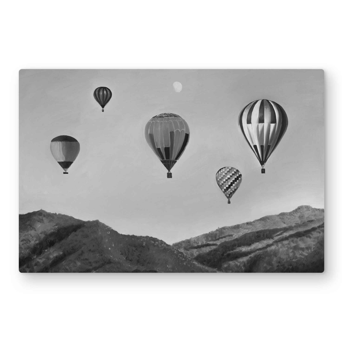 C1MP20305HMQ4K 20 x 30 in. Air Balloon Landscape Wall Art - Gray Monochrome Metal Print Decor