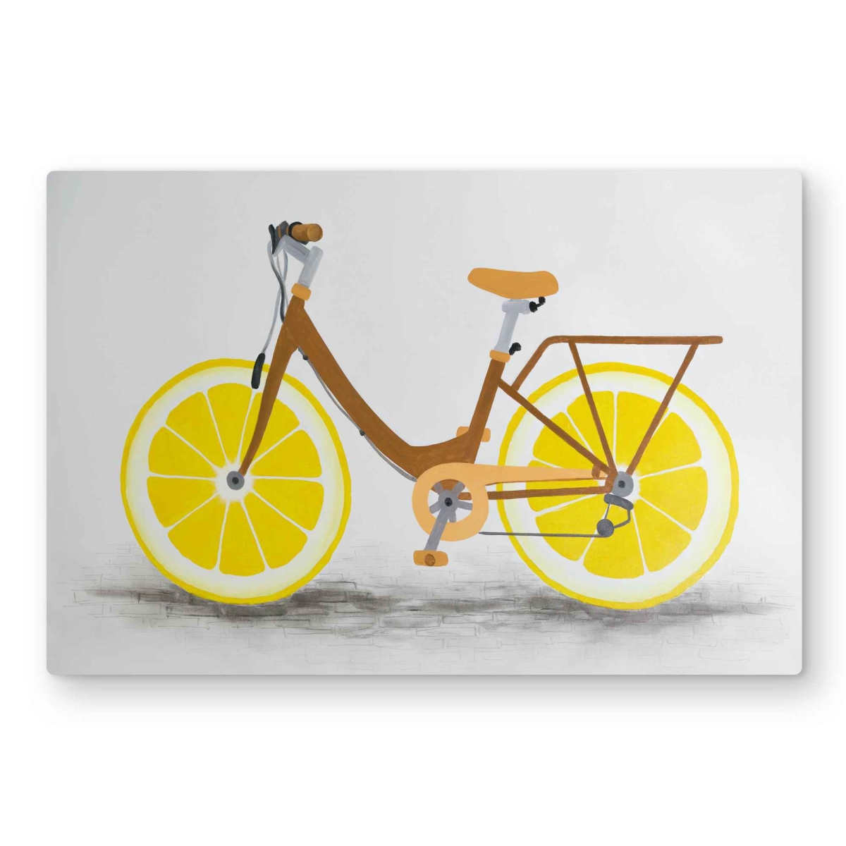 C1MP20308XOWK4 20 x 30 in. Lemon Wheel Bike - Illustrative Metal Print Wall Art for Home Decor