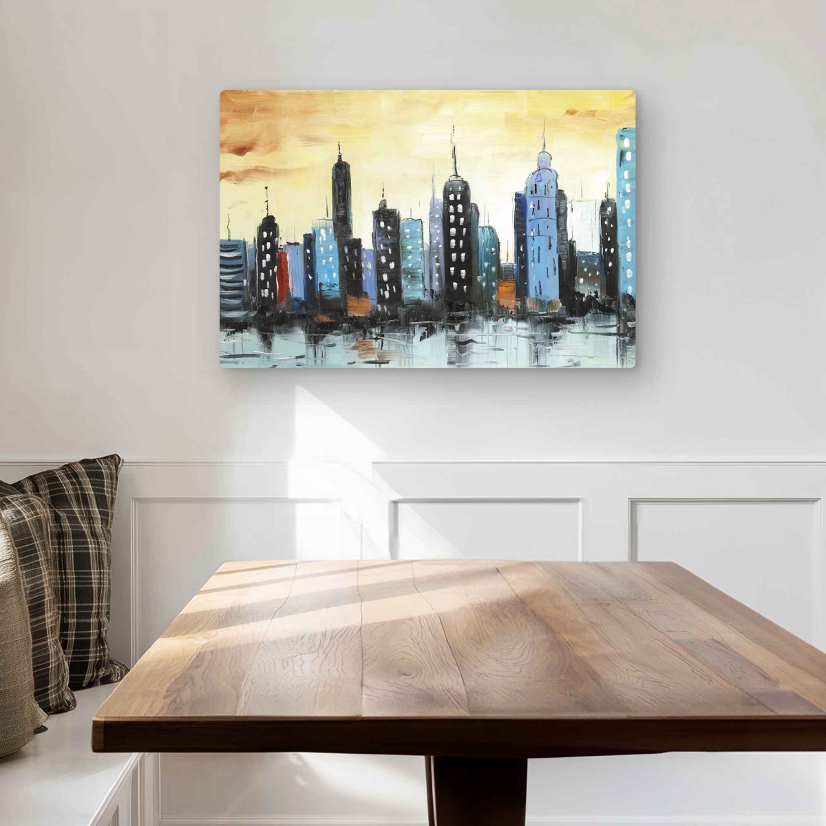C1MP203096Q7C0 20 x 30 in. Skyline On Cityscape Wall Art - Blue Cities Metal Print