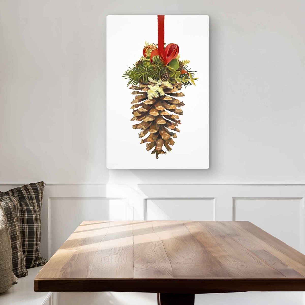C1MP2030978BZK 20 x 30 in. Christmas Pine Cone Wall Art - Rustic Office Metal Print