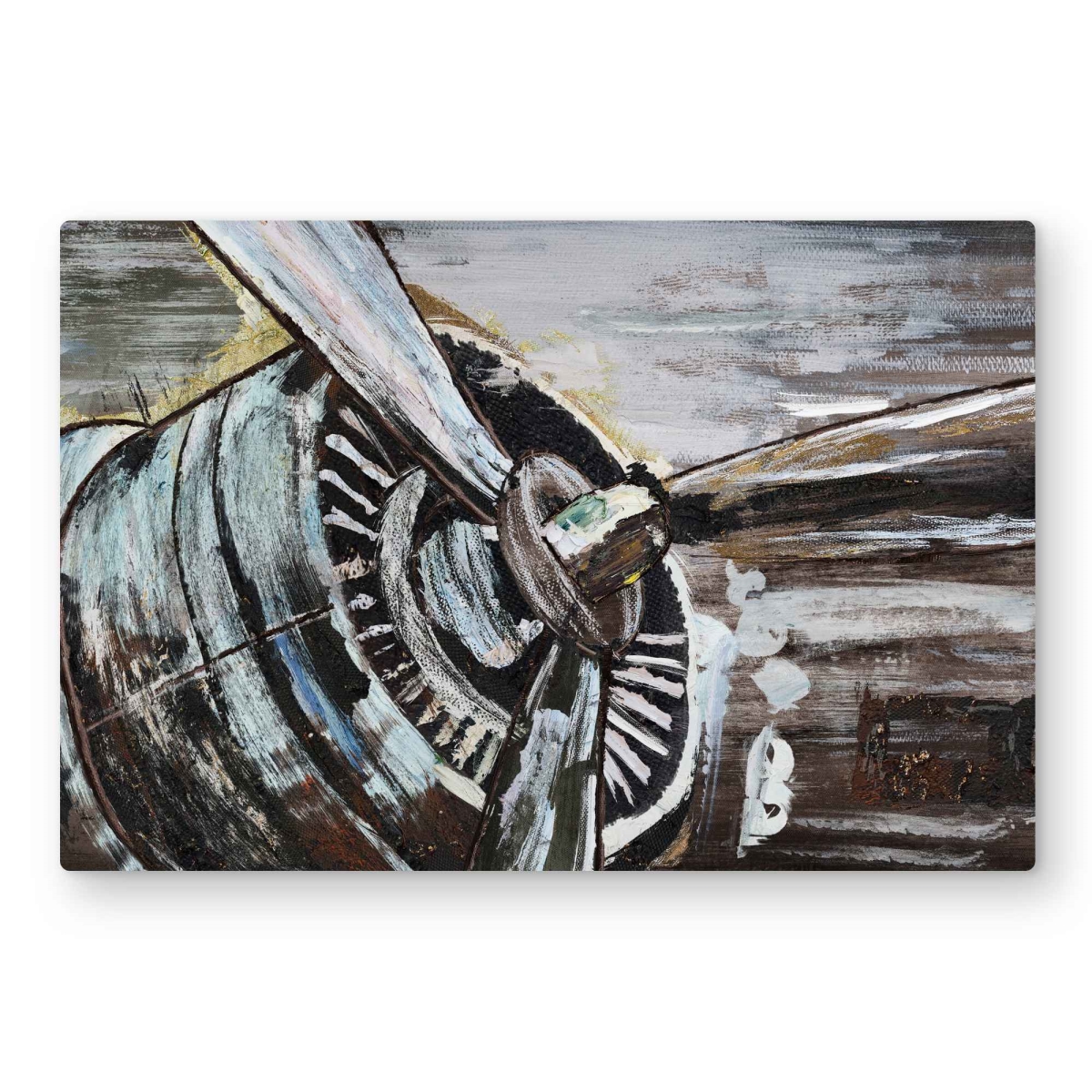 C1MP2030BRO03X 20 x 30 in. Airplane Propeller - Black Modern Metal Print Wall Art for Home Decor