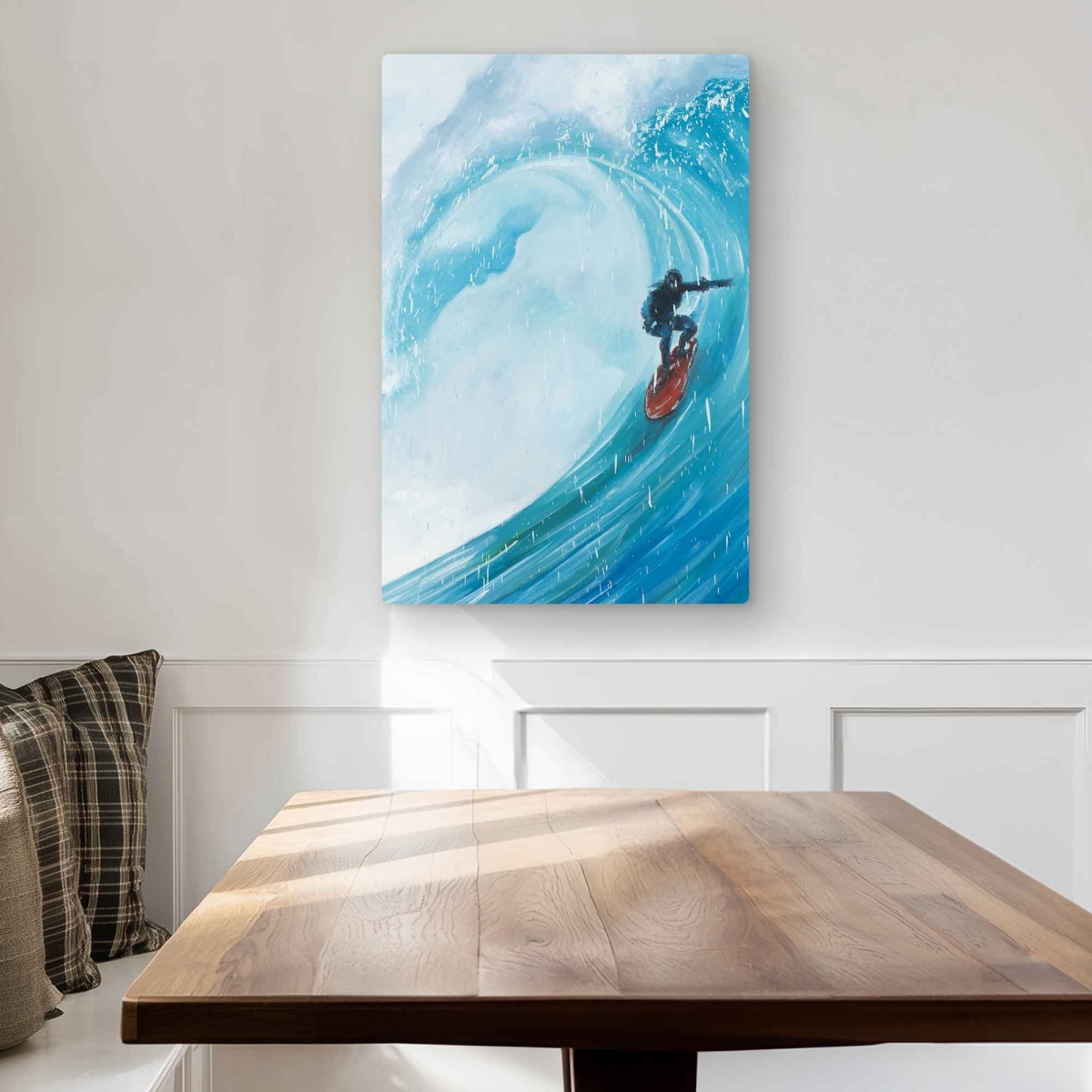 C1MP2030CHEJXY 20 x 30 in. Surfer On A Big Wave - Beach Metal Print Wall Art for Man Cave Decor