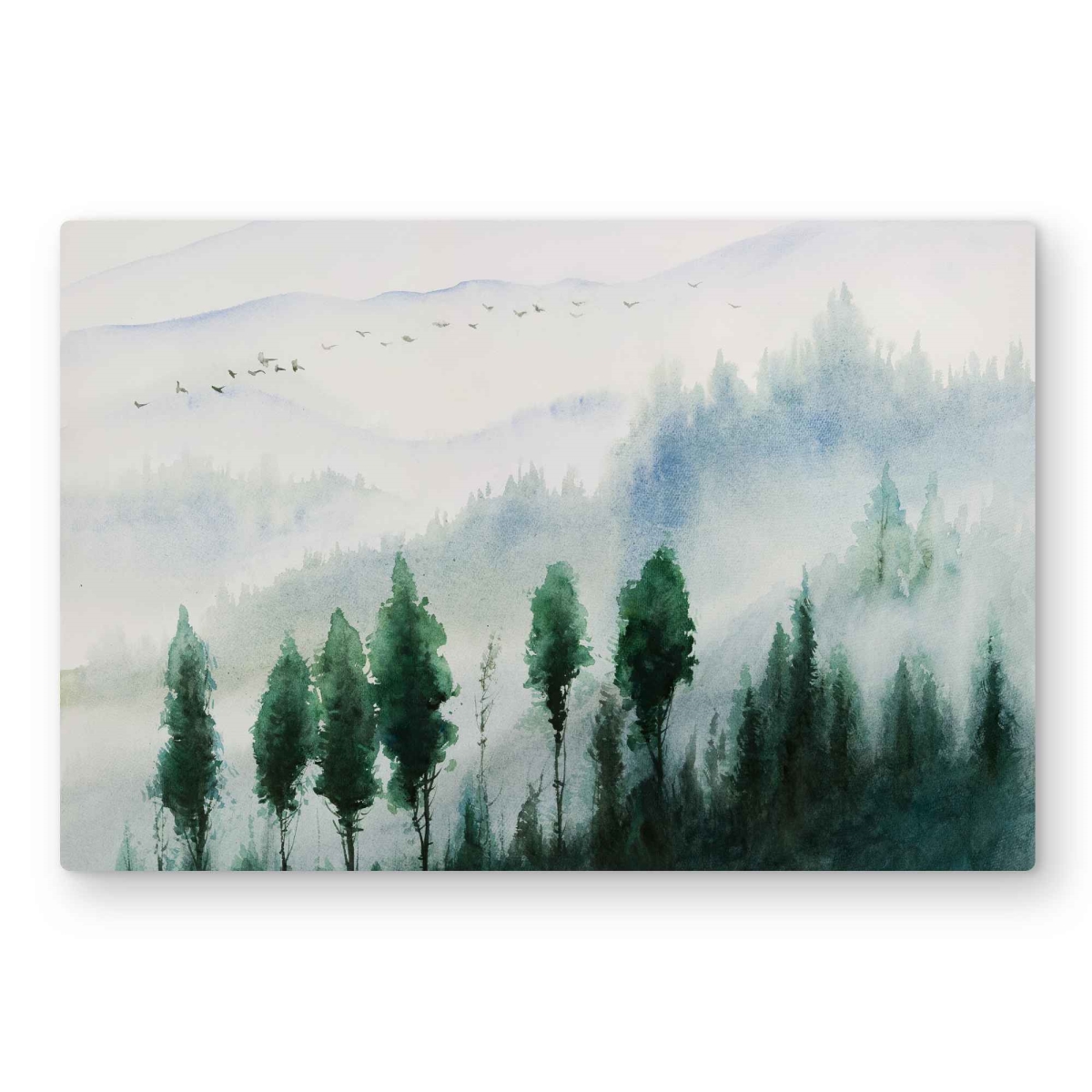 C1MP2030CSI65O 20 x 30 in. Landscape In Watercolor Wall Art - Green Trees Metal Print
