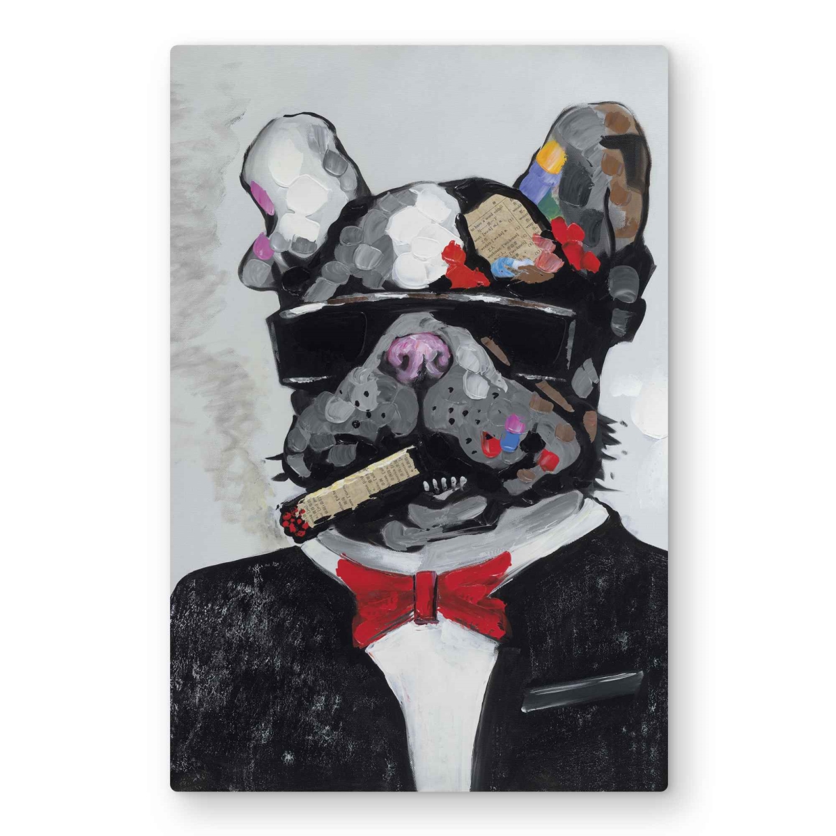 C1MP2030EKTW0H 20 x 30 in. Smoking Gangster Bulldog - Gray Metal Print Wall Art for Man Cave