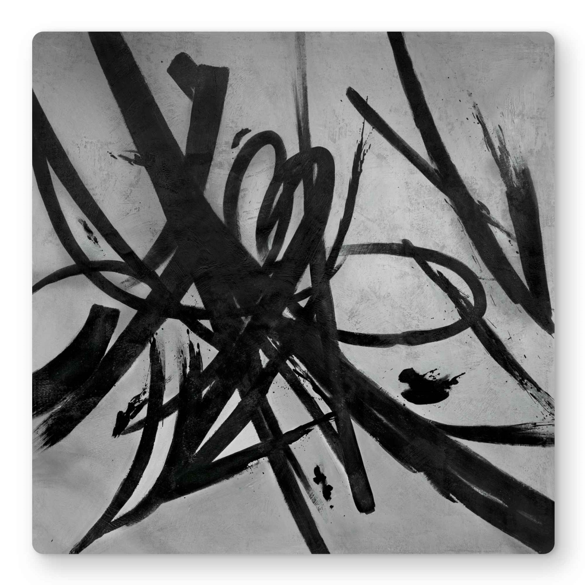 C1MP1616IOR9LH 16 x 16 in. Circular Strokes - Black Metal Print Wall Art for Man Cave Decor